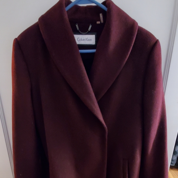 Calvin Klein Burgundymaroon Pea Coat 